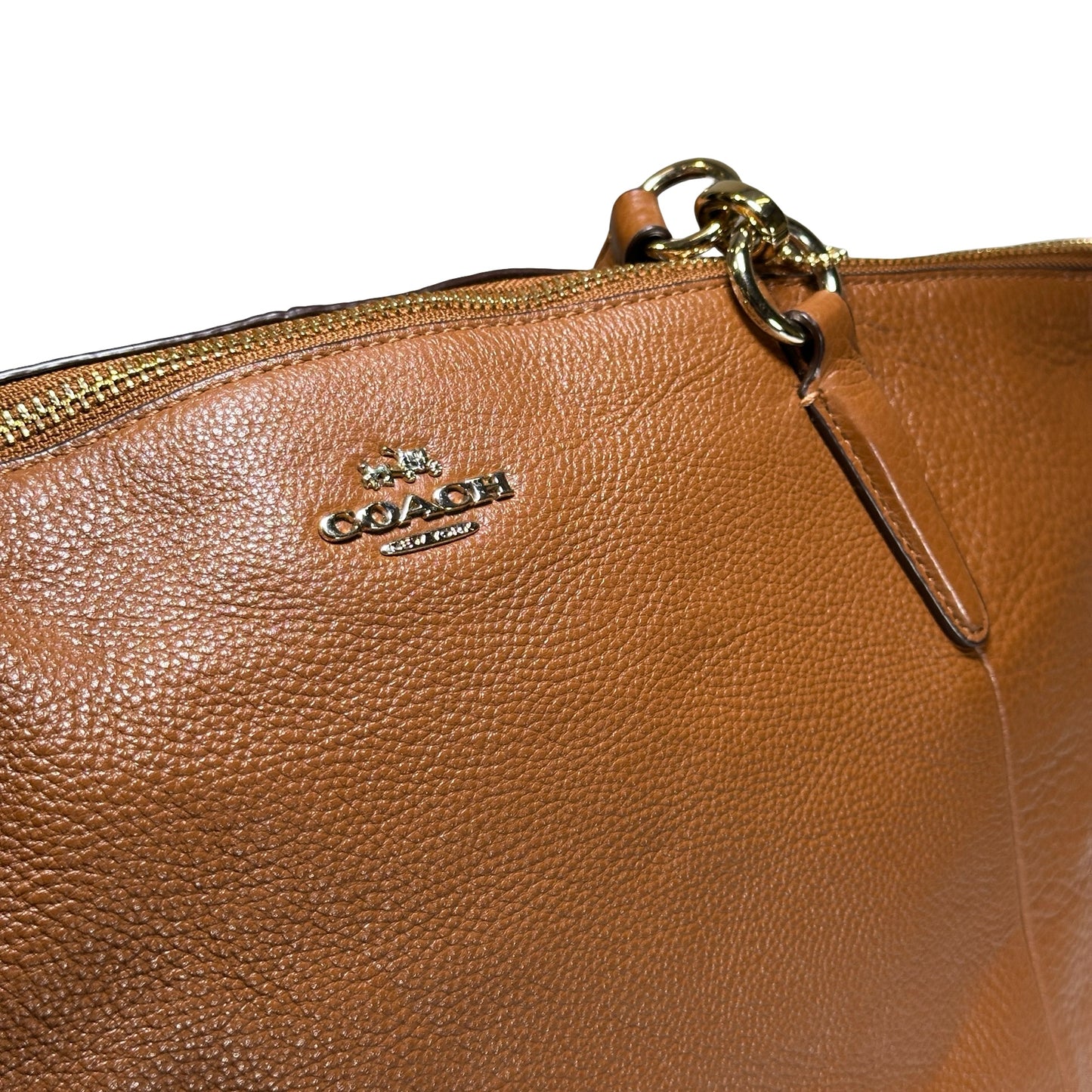 Used COACH Pebbled Leather Tyler Carryall Tote Bag Brown