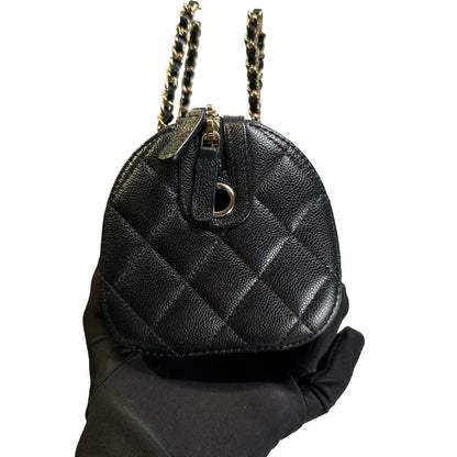 Used CHANEL Quilted Caviar leather Caviar Vanity Case Vanity case Black Gold
