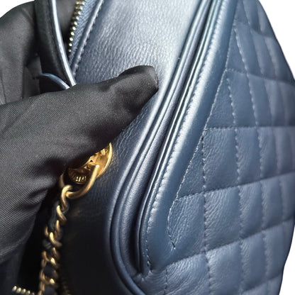 Used CHANEL Quilted Lambskin Camera Case Camera Bag Navy Gold