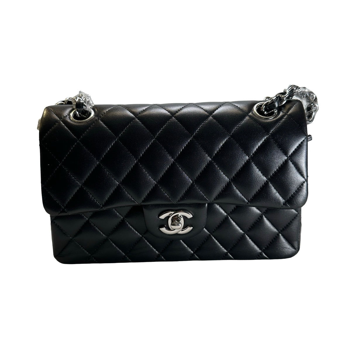 Used CHANEL Quilted Classic Flap Chain Shoulder Bag Black Silver