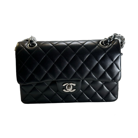 Used CHANEL Quilted Classic Flap Chain Shoulder Bag Black Silver