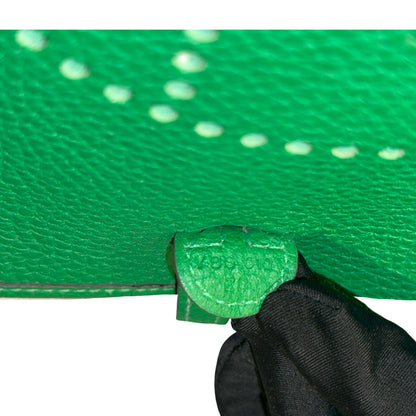 Used HERMÈS Leather MINI EVELYNE Cross Body Bag PHW Green