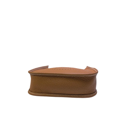 Used HERMES Clemence Leather Evelyne Crossbody Bag Brown GHW