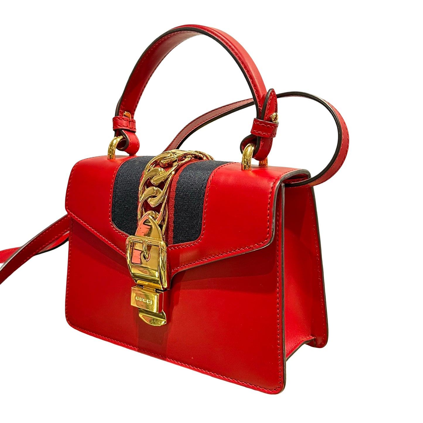 Used GUCCI SYLVIE Cross Body Bag Red GHW