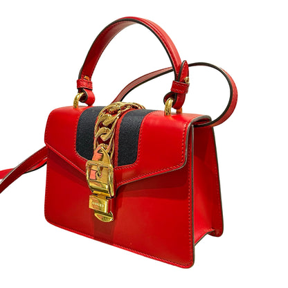 Used GUCCI SYLVIE Cross Body Bag Red GHW