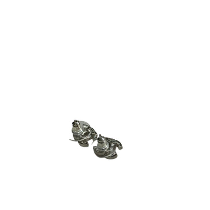 New Chanel CC Logo Earrings Silver