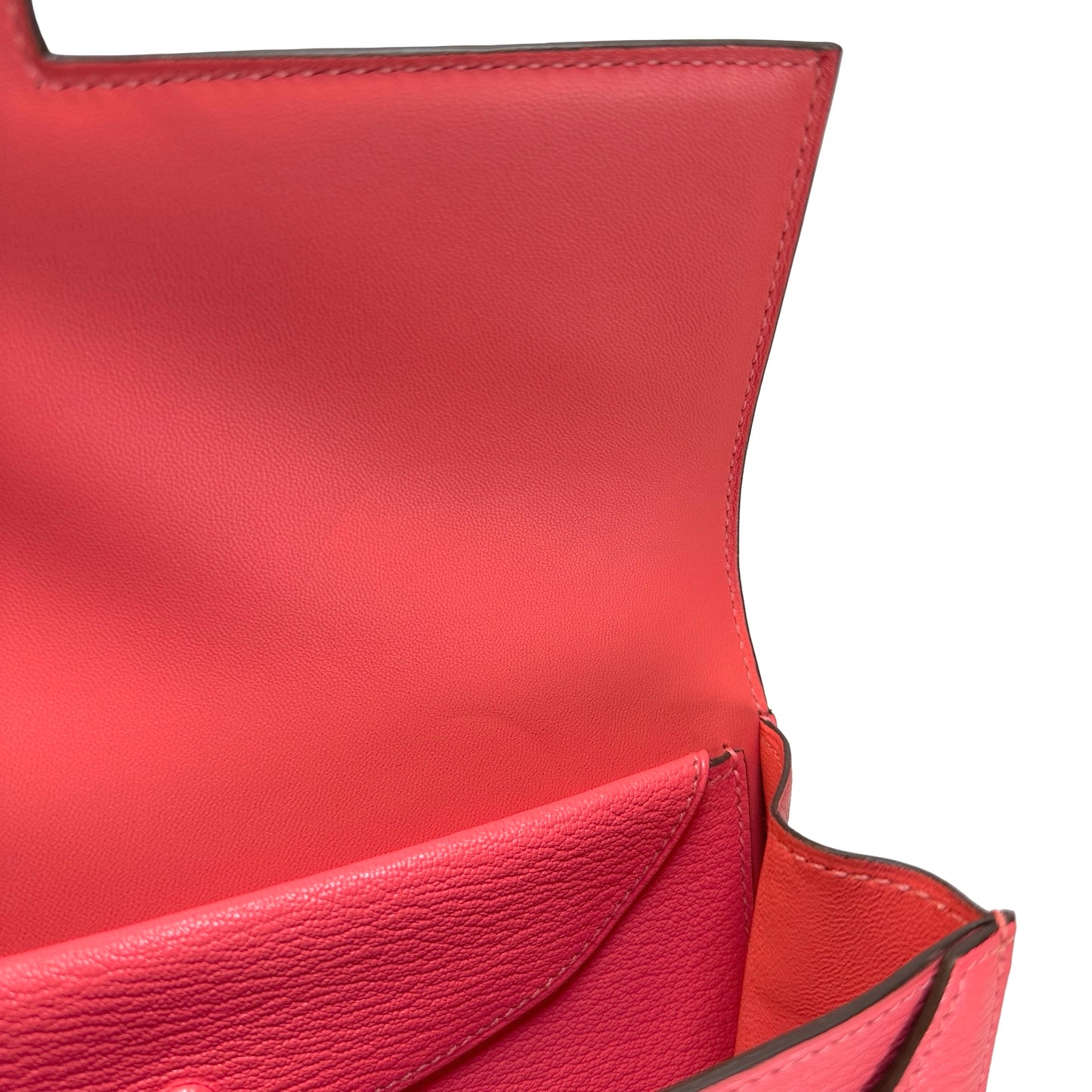 Used HERMES Chevre Verrou Clutch Handbag Pink PHW