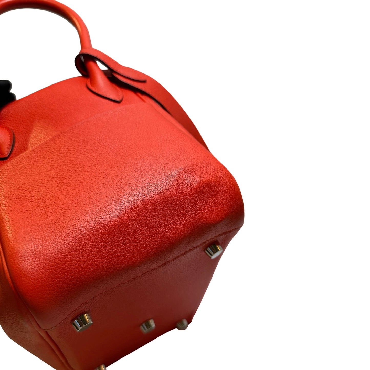 Used HERMES Clemence Lindy 26 Handbag Red PHW