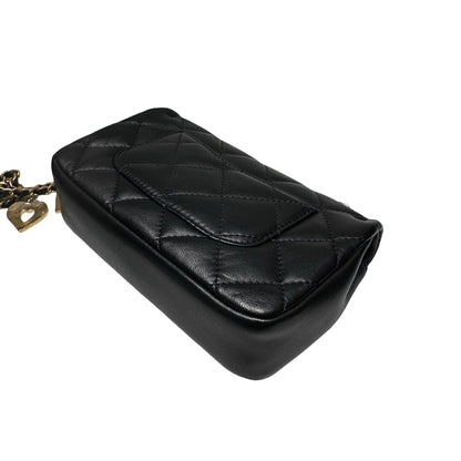 Used CHANEL Mini flap 17cm Chain Shoulder Bag Black GHW