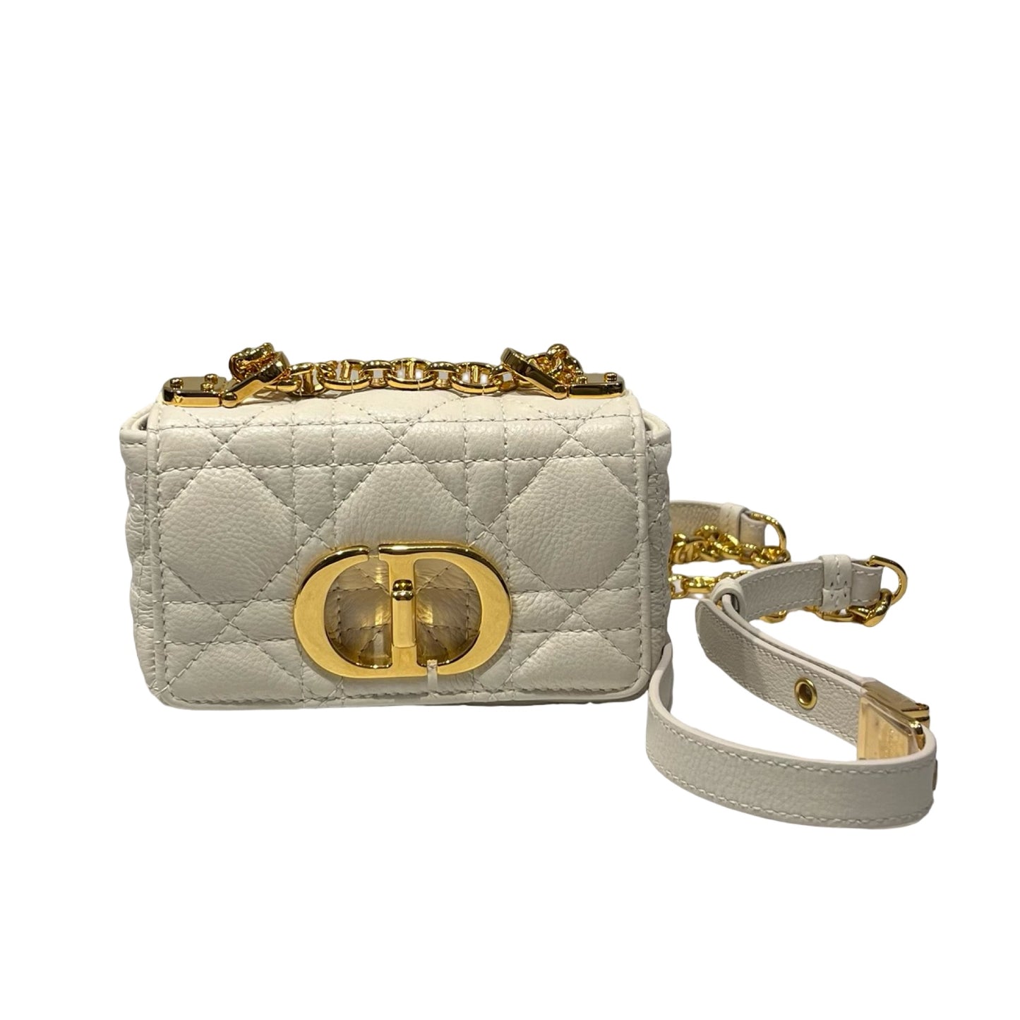 Used DIOR Cross Body Bag White GHW