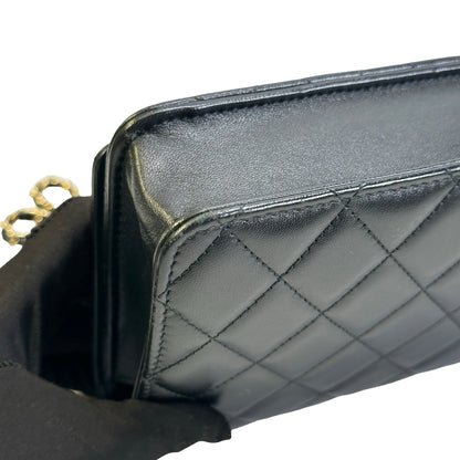 Used CHANEL Quilted Leather Wallet On Chain Wallet on chain Black