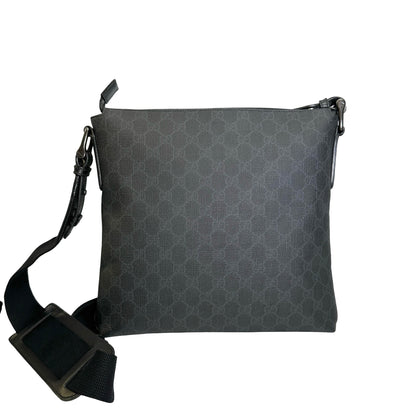 Used GUCCI GG Supreme Canvas GG Supreme Crossbody Bag Black Grey