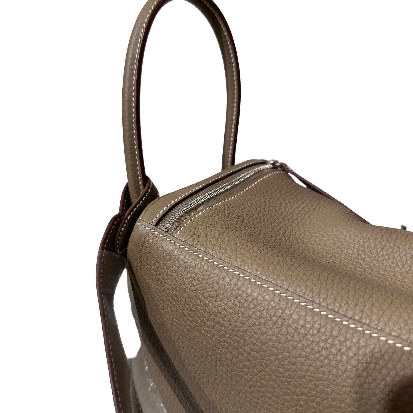New HERMÈS Clemence leather Lindy 26 Shoulder Bag Etoupe PHW