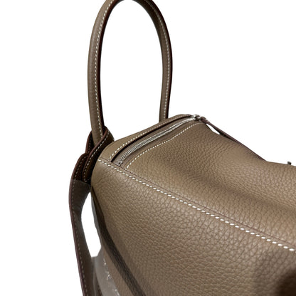 New HERMÈS Clemence leather Lindy 26 Shoulder Bag Etoupe PHW