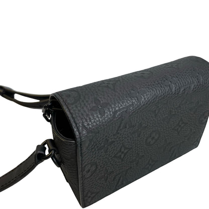 Used LOUIS VUITTON Monogram Taurillon Mini Soft Trunk Crossbody Bag Black