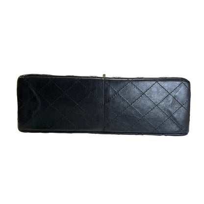 Used CHANEL Calfskin 2.55 Medium 28 Chain Shoulder Bag Black Gold