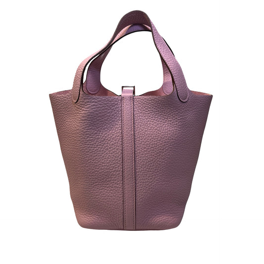 Used HERMES Leather Picotin Bucket Bag Pink