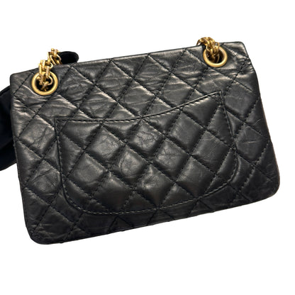 Used CHANEL Calfskin Leather Mini 2.55 Shoulder Bag Black