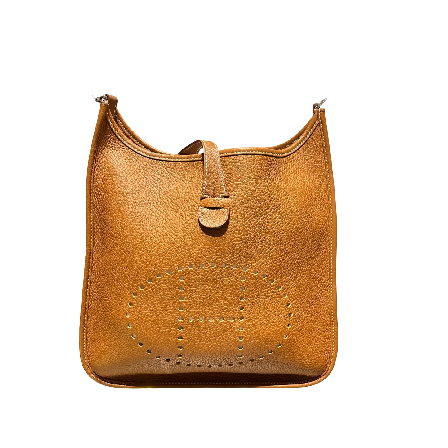 Used HERMÈS Clemence leather Evelyne Shoulder Bag Brown PHW