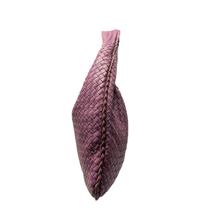 Used Bottega Veneta Calfskin Leather Large Hobo Bag Purple