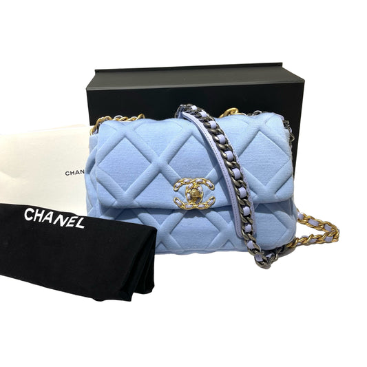 Rhombic Fabic  Chanel 19 Chain Shoulder Bag [101284]