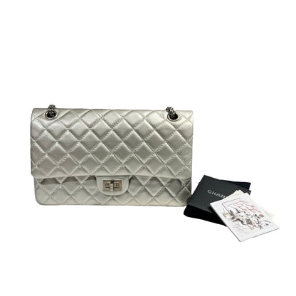 CHANEL SILVER PHW 2.55 27CM LAMBSKIN [3001051]
