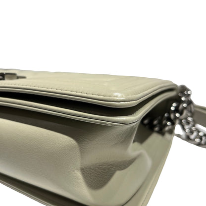 CHANEL BOY 25 GREY CALF SKIN [3000531]