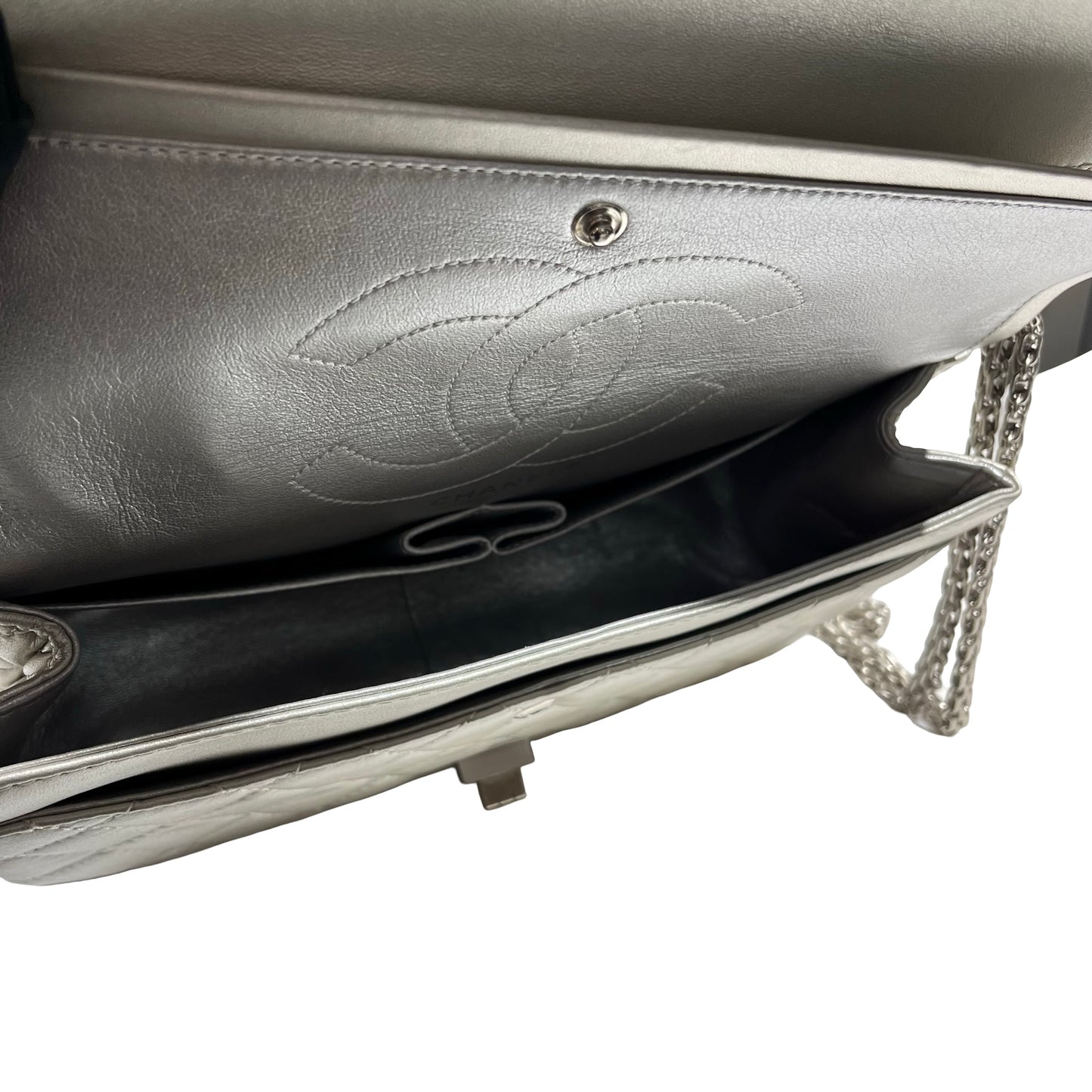 CHANEL SILVER PHW 2.55 27CM LAMBSKIN [3001051]