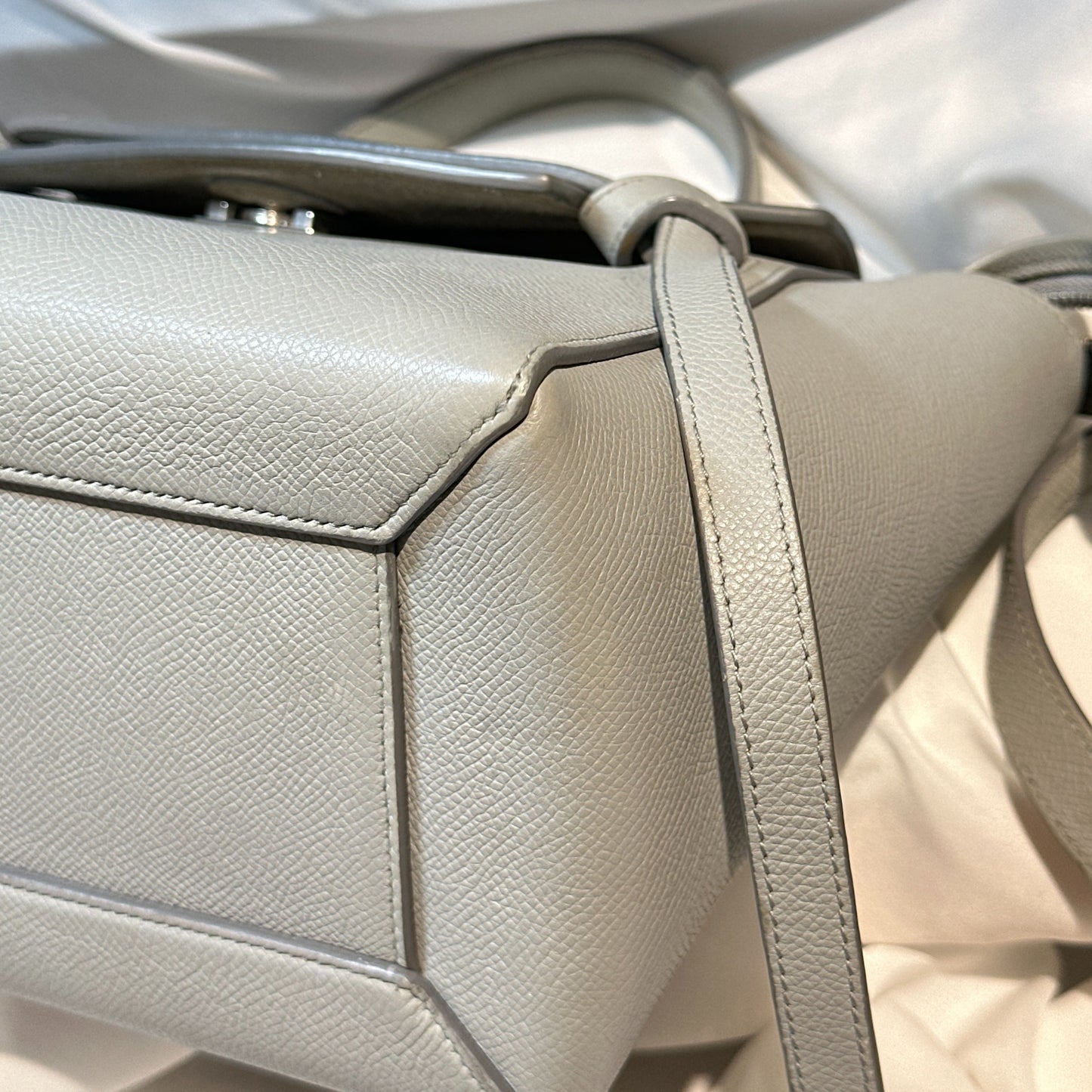 Used CÉLINE Belt Shoulder Bag Grey PHW