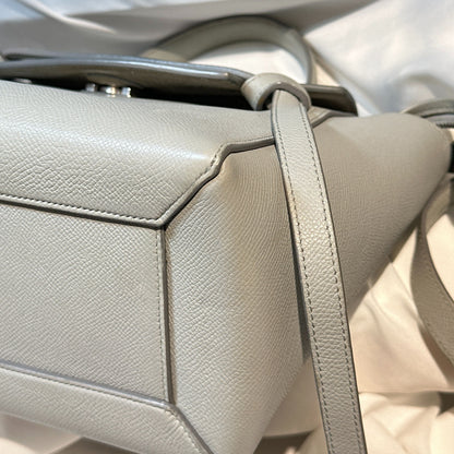 Used CÉLINE Belt Shoulder Bag Grey PHW