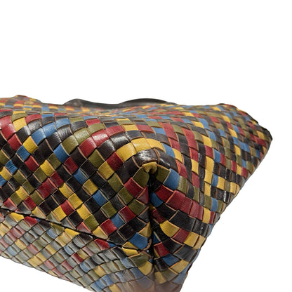 Used Bottega Veneta Calfskin Leather Handbag Multicolor GHW