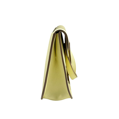 HERMES Leather Halzan Shoulder Bag Yellow Lime