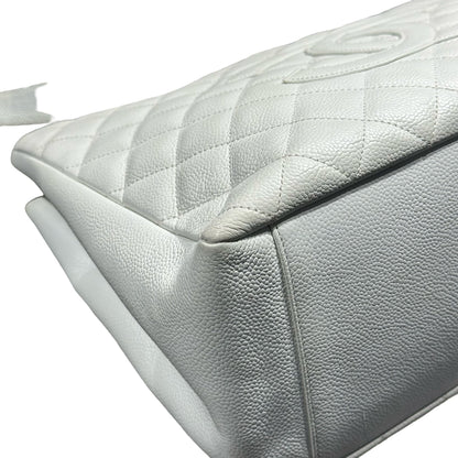 Used Chanel Calfskin Leather GST Shoulder Bag White