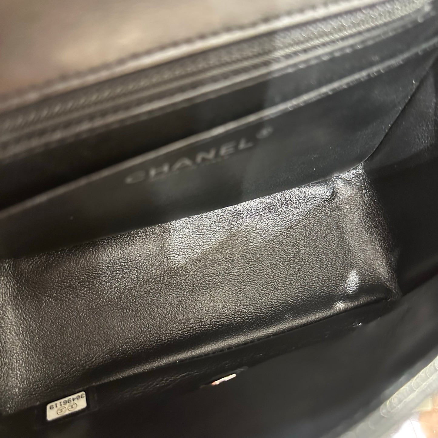 Used CHANEL Lambskin Leather Mini flap 17cm Cross Body Bag Black PHW