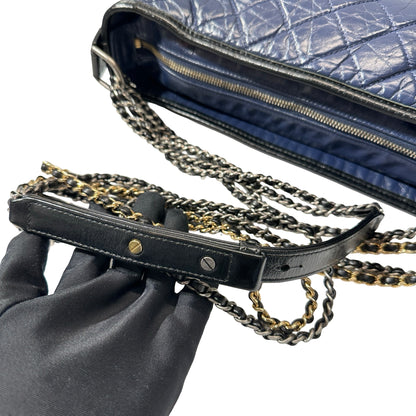 Used CHANEL Lambskin Leather Gabrielle Cross Body Bag Navy GHW