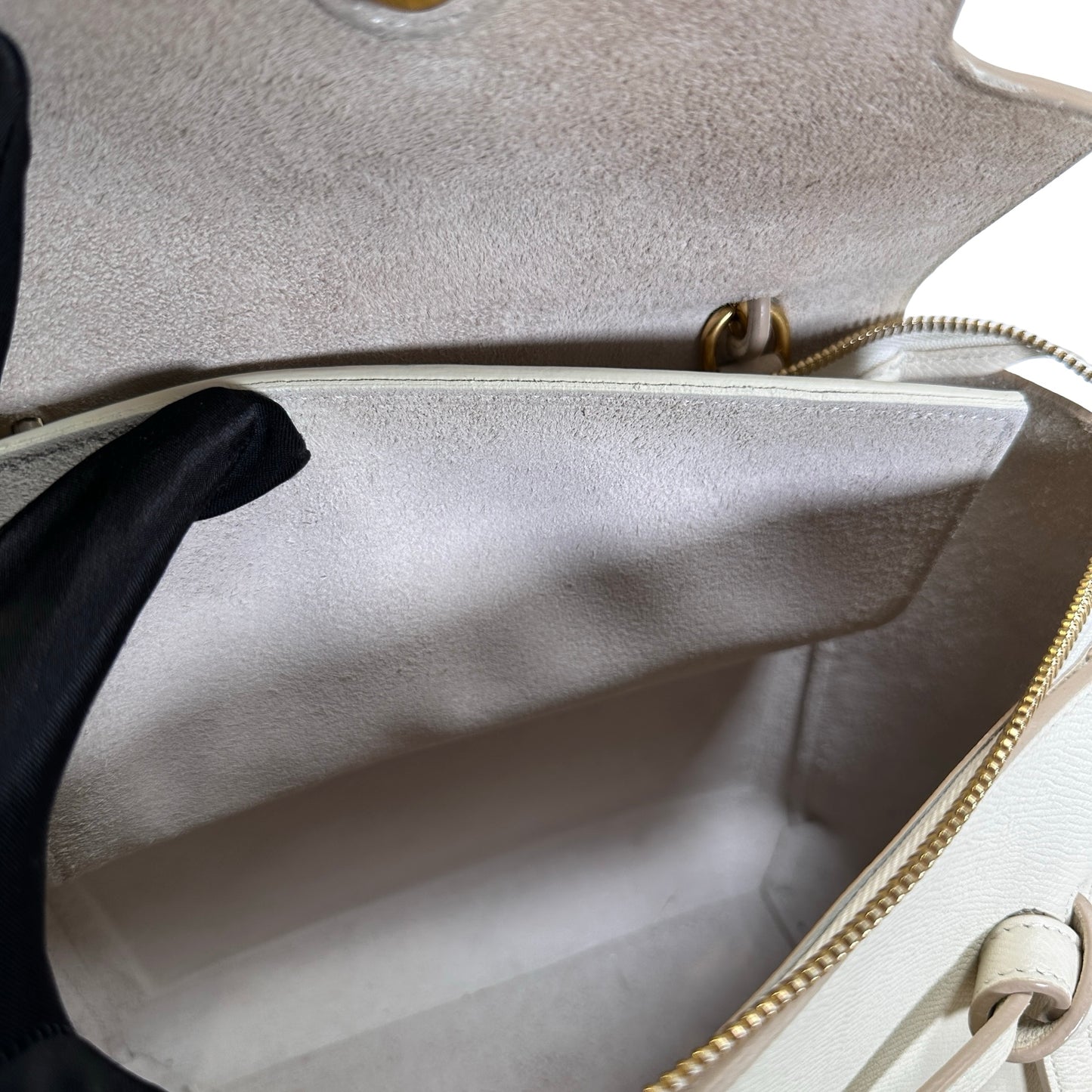 Used CELINE Grained Calfskin Belt Bag Handbag White GHW