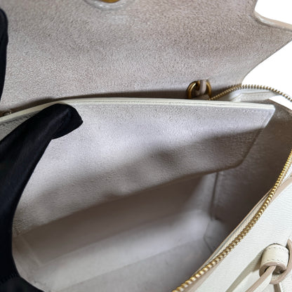 Used CELINE Grained Calfskin Belt Bag Handbag White GHW