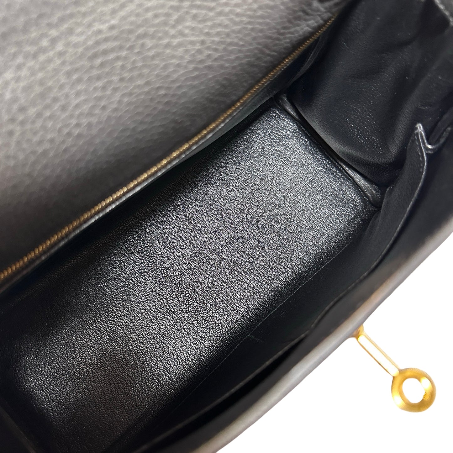 Used Hermès Clemence leather Kelly 28 Handbag Black GHW
