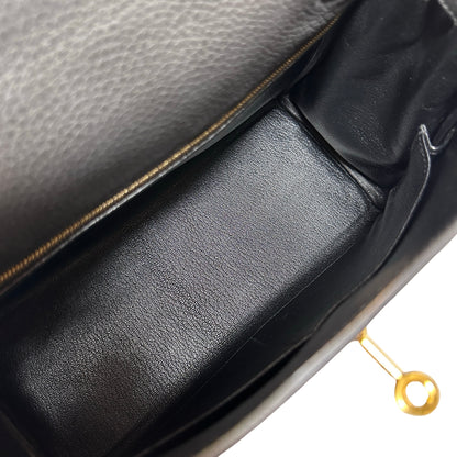 Used Hermès Clemence leather Kelly 28 Handbag Black GHW