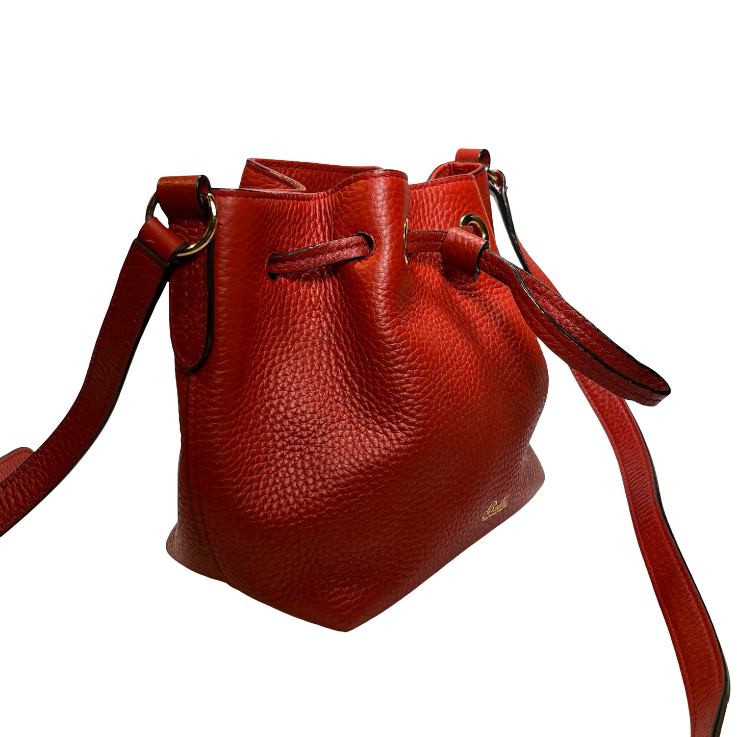 Used BALLY Leather Drawstring Bucket Bag Bucket Bag Red GHW