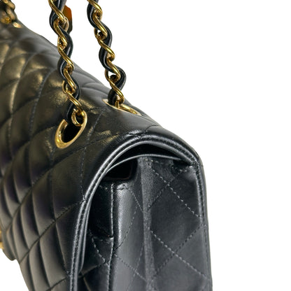Used CHANEL Quilted Lambskin CF25 Shoulder Bag Black Gold