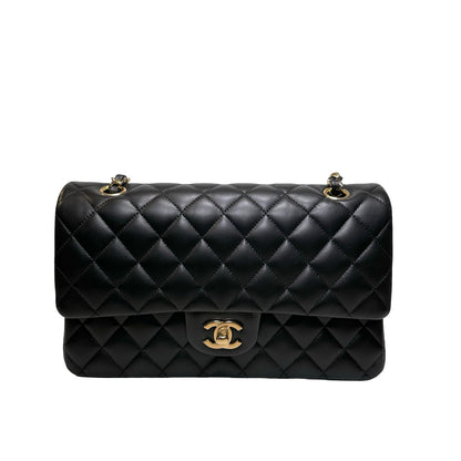 Used CHANEL Lambskin CF 25 Clambskin Chain Shoulder Bag Black