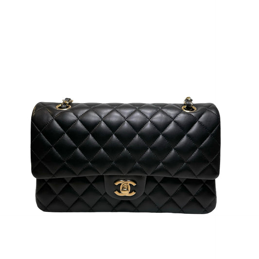 Used CHANEL Lambskin CF 25 Clambskin Chain Shoulder Bag Black
