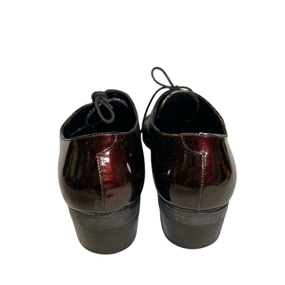 Used YSL Patent Leather Patent Leather Oxford Shoes Shoes Burgundy