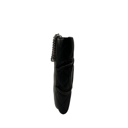 Used Chanel Lambskin Leather 2 Fold Wallet Wallet Black PHW