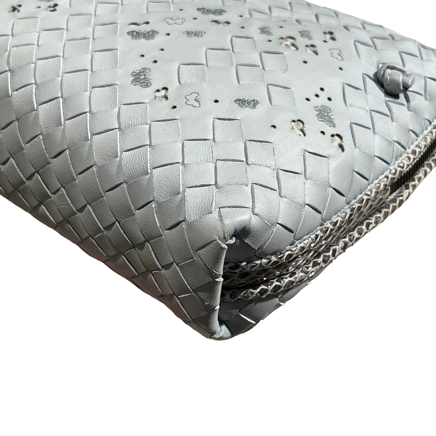 Used Bottega Veneta Lambskin Leather Butterfly Cross Body Bag PHW Grey