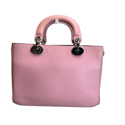 Used DIOR Calfskin Lady Dior Handbag Pink PHW