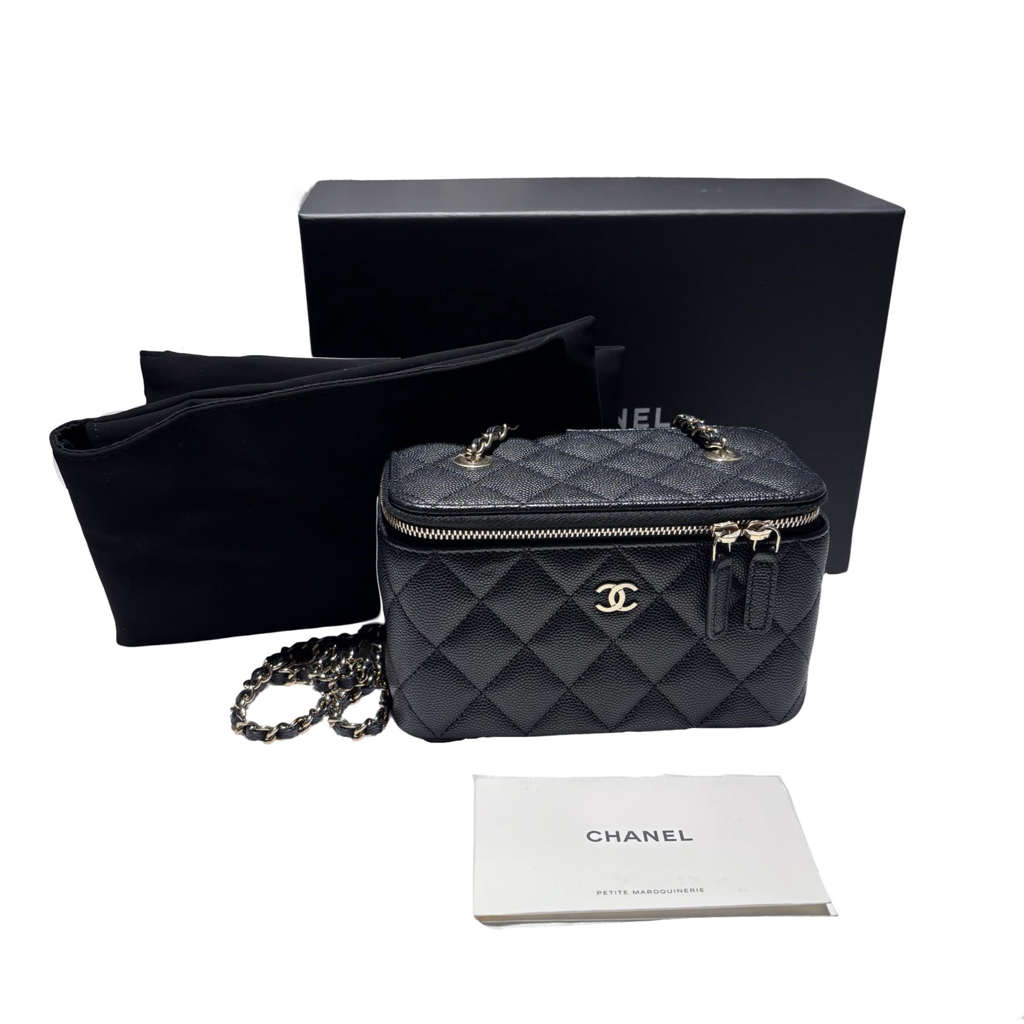 Used CHANEL Vanity Case Chain Shoulder Bag Black GHW