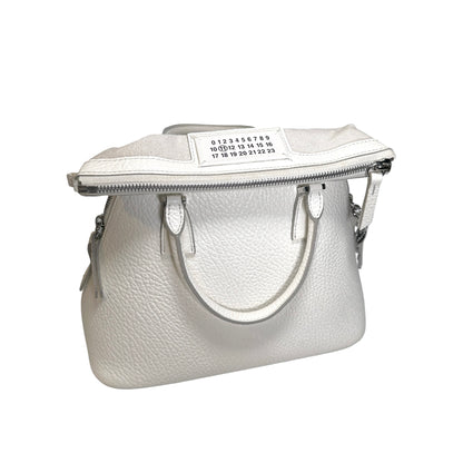 Used MAISON MARGIELA Textured Leather 5AC Classique Mini Bag Handbag White PHW