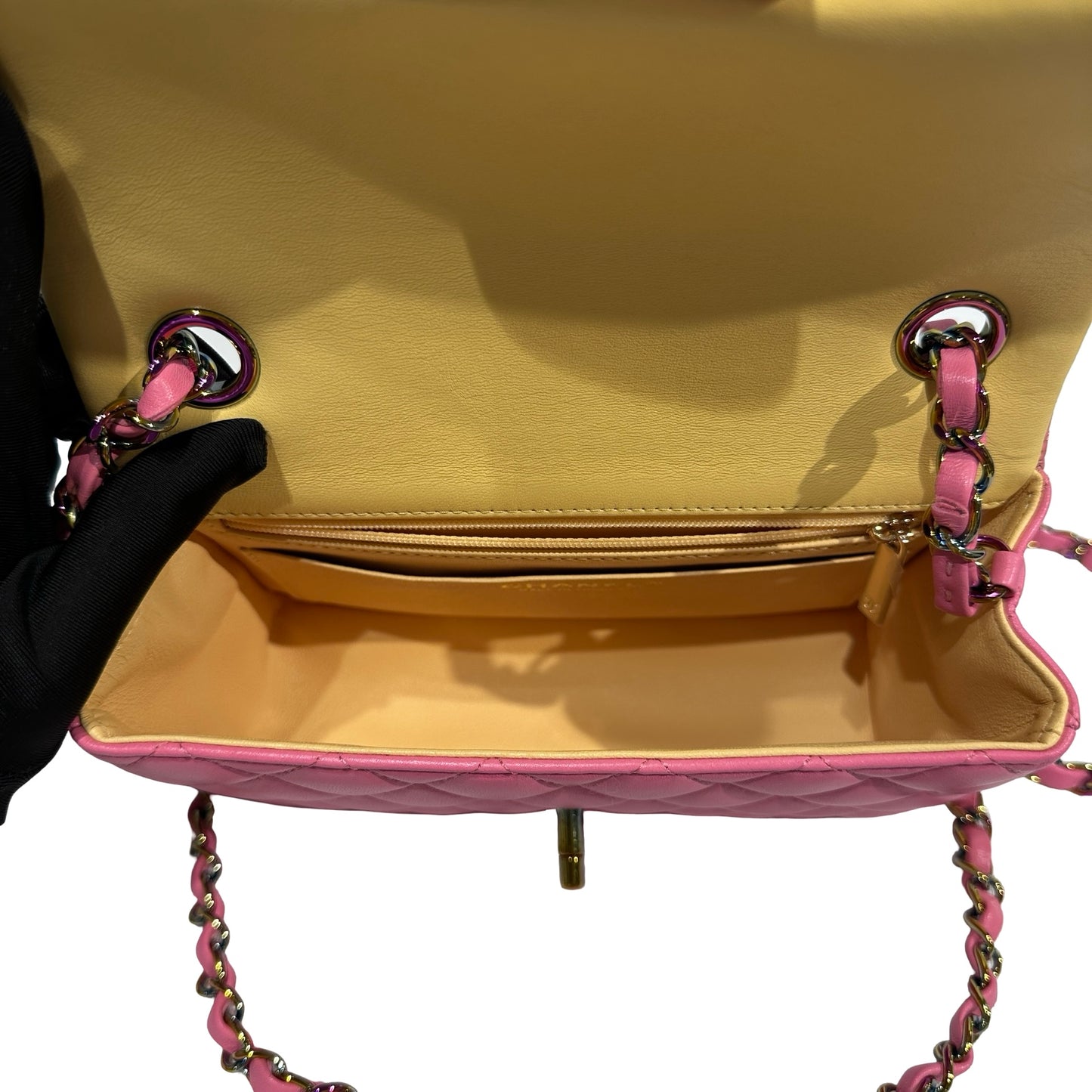 Used CHANEL Matelasse Lambskin Flap Bag Chain Shoulder Bag Pink